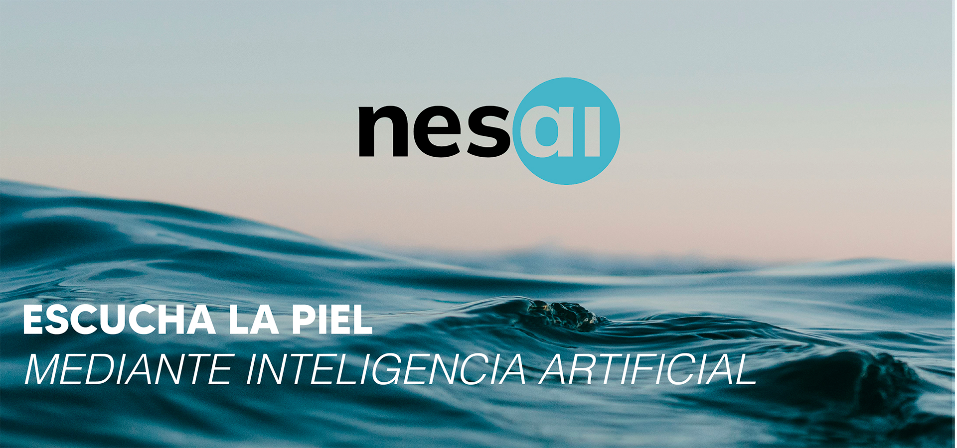 Abstract waves background with Nesai logo